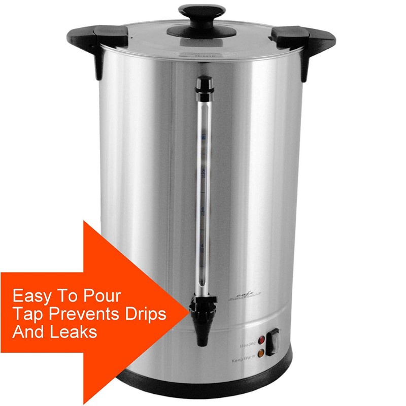  50 Cup Stainless Steel Coffee Maker Urn - Premium Commercial Double Wall Design - Perfect For Catering, Churches, Banquets, Restaurants - 1 Year Warranty (50 Cup) 