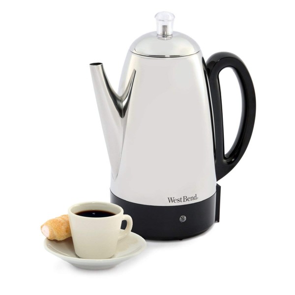 54159 Classic Stainless Steel Electric Coffee Percolator with Heat Resistant Handle and Base Features Detachable Cord, 12-cup, Silver(Discontinued by Manufacturer) 