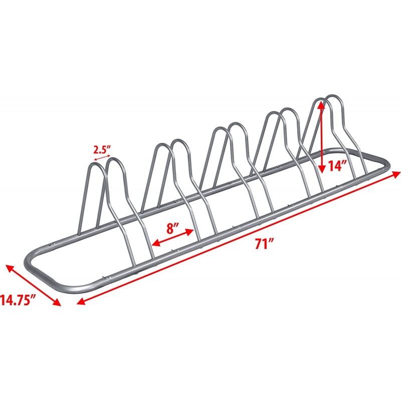 Bicycle Floor Parking Adjustable Storage Stand for 5 Bikes