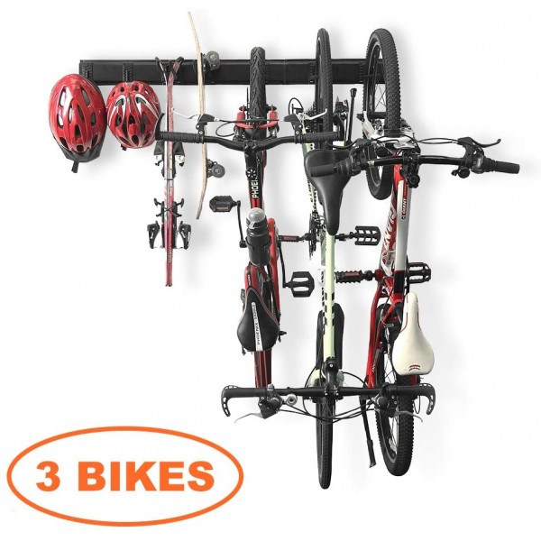 Wall Mount Vertical Hanger for Holding 3 Bikes