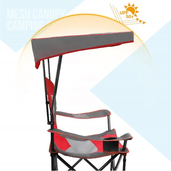 Heavy Duty Canopy Lounge Chair with Cup Holder (Red)