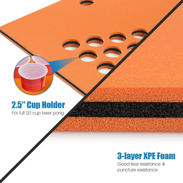 3-Layer Tear-Resistant Foam Water Pad Mat with Cup Holes (5.5'x 23.5'')