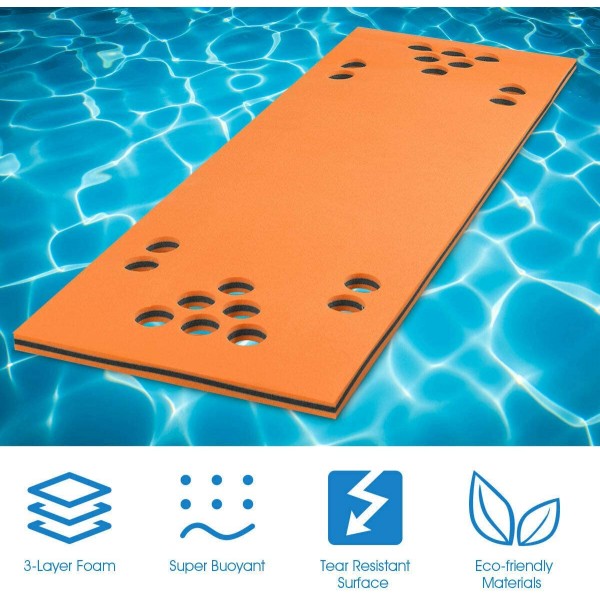 3-Layer Tear-Resistant Foam Water Pad Mat with Cup Holes (5.5'x 23.5'')