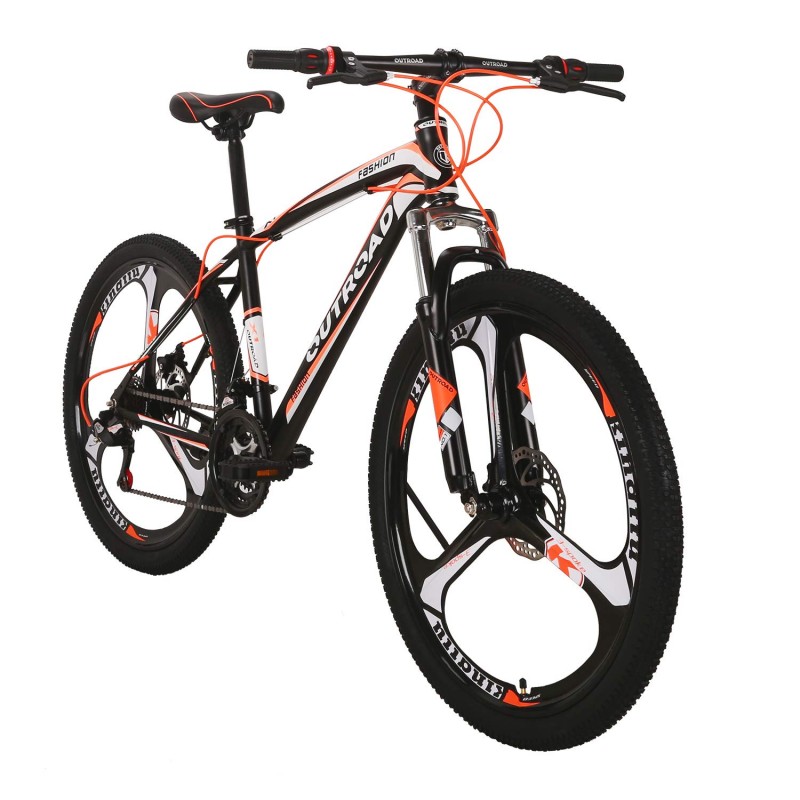 26-Inch 21-Speed Mountain Bike with Double Disc Brake(Orange)