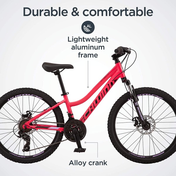 24-Inch 21-Speed Mountain Bike with Aluminum Frame and Disc Brakes