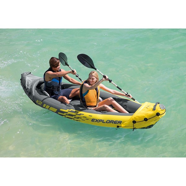 Inflatable Kayak Set with Aluminum Oars and High Output Air Pump