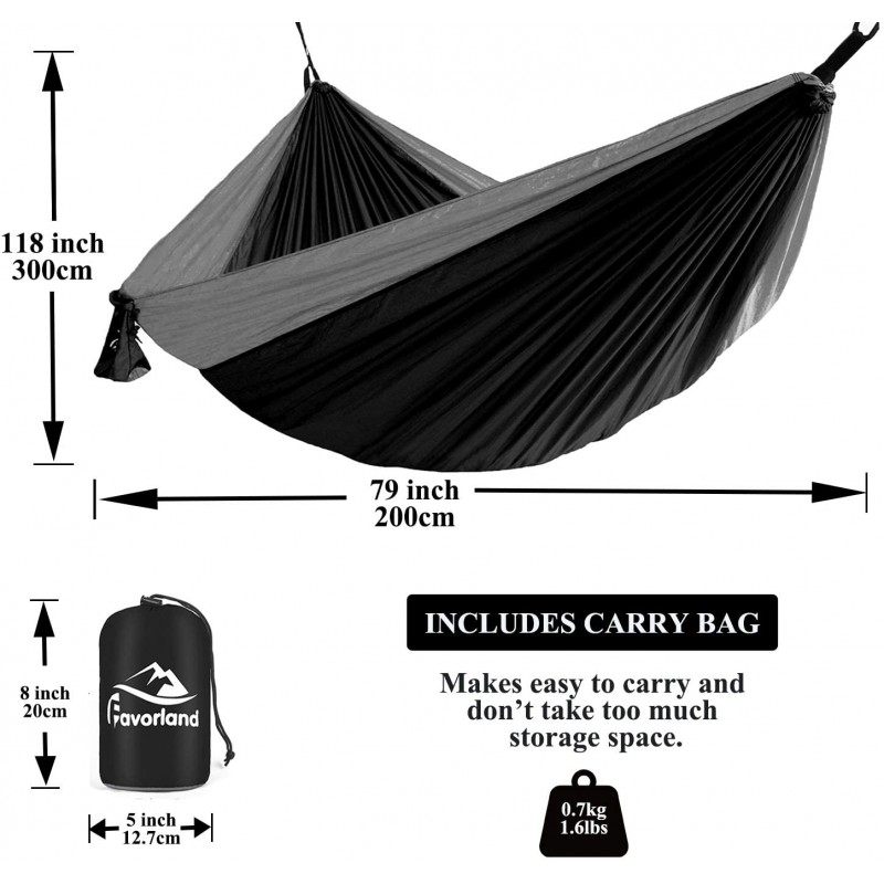 Large Camping Hammock with Straps and Steel Carabiners Nylon