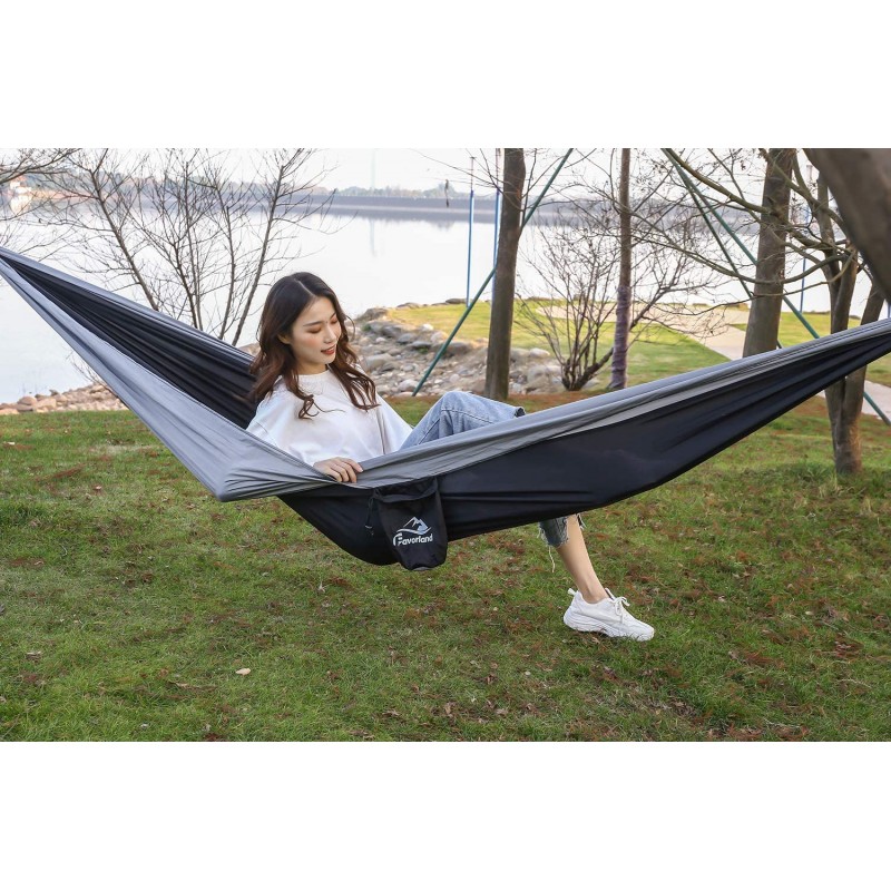 Large Camping Hammock with Straps and Steel Carabiners Nylon