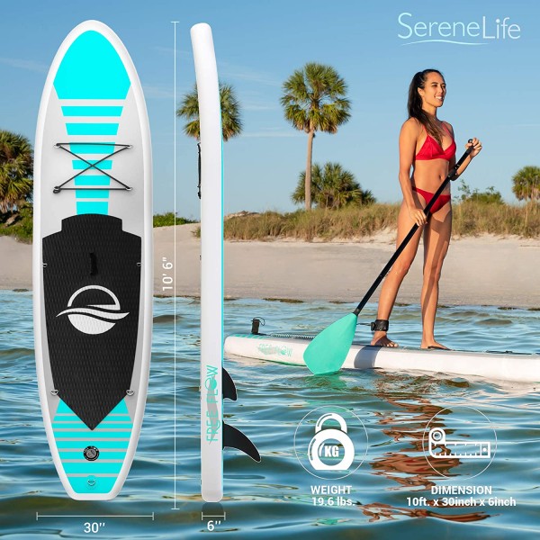 Inflatable Stand Up Paddle Board (6 Inches Thick) with Premium SUP Accessories & Carry Bag