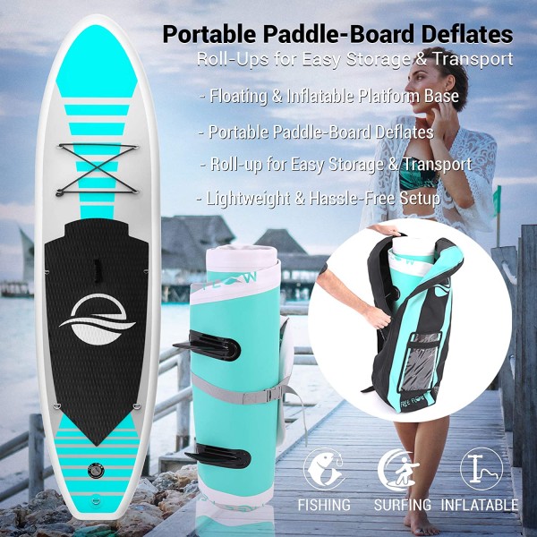 Inflatable Stand Up Paddle Board (6 Inches Thick) with Premium SUP Accessories & Carry Bag