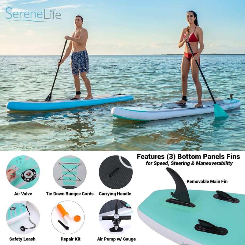 Inflatable Stand Up Paddle Board (6 Inches Thick) with Premium SUP Accessories & Carry Bag