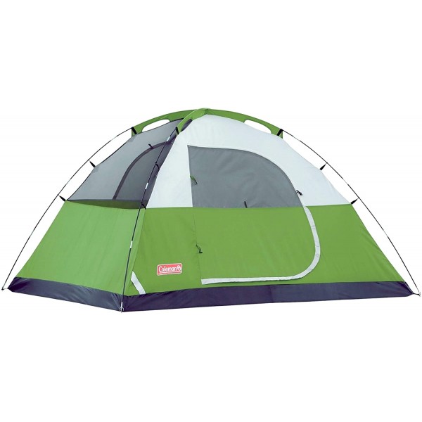 Green Sundome Tent with  Large Windows and Storage Pockets