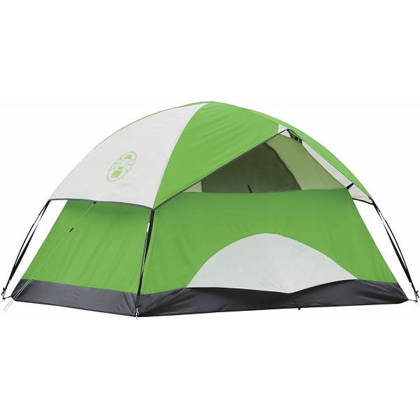 Green Sundome Tent with  Large Windows and Storage Pockets