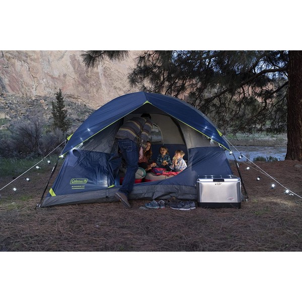 Navy Sundome Tent with  Large Windows and Storage Pockets