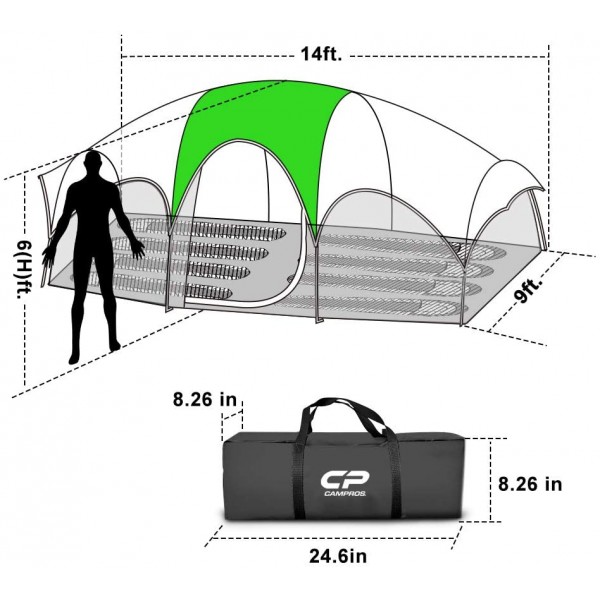 8-Person Waterproof Windproof Family Camping Tent (Green)