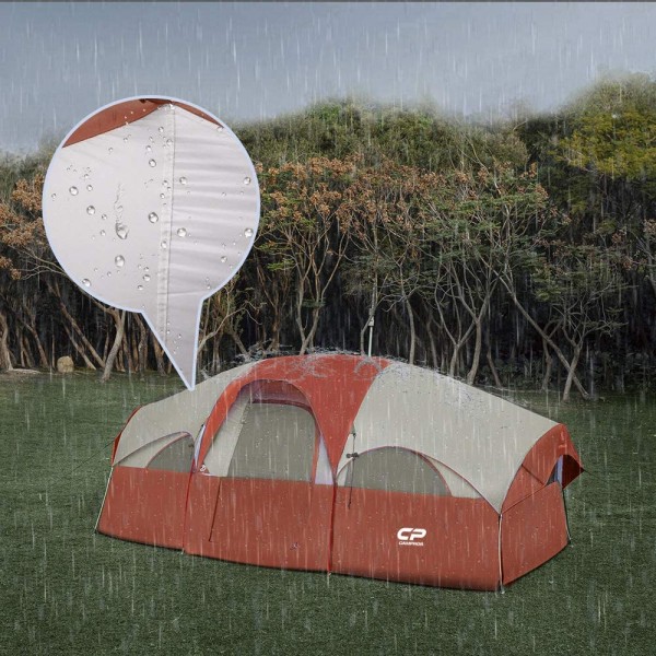 8-Person Waterproof Windproof Family Camping Tent (Red)