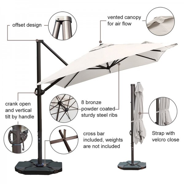 8' x 10' Rectangular Cantilever Umbrella