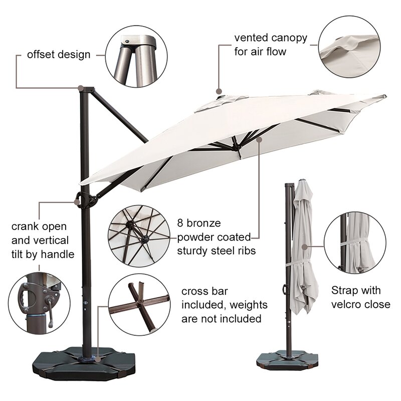 8' x 10' Rectangular Cantilever Umbrella