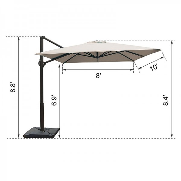 8' x 10' Rectangular Cantilever Umbrella