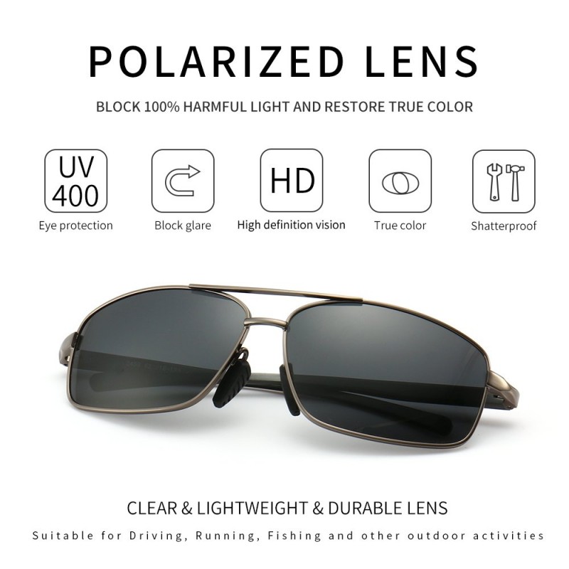 Ultra Lightweight Rectangular Polarized Sunglasses