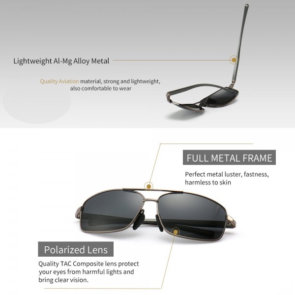 Ultra Lightweight Rectangular Polarized Sunglasses