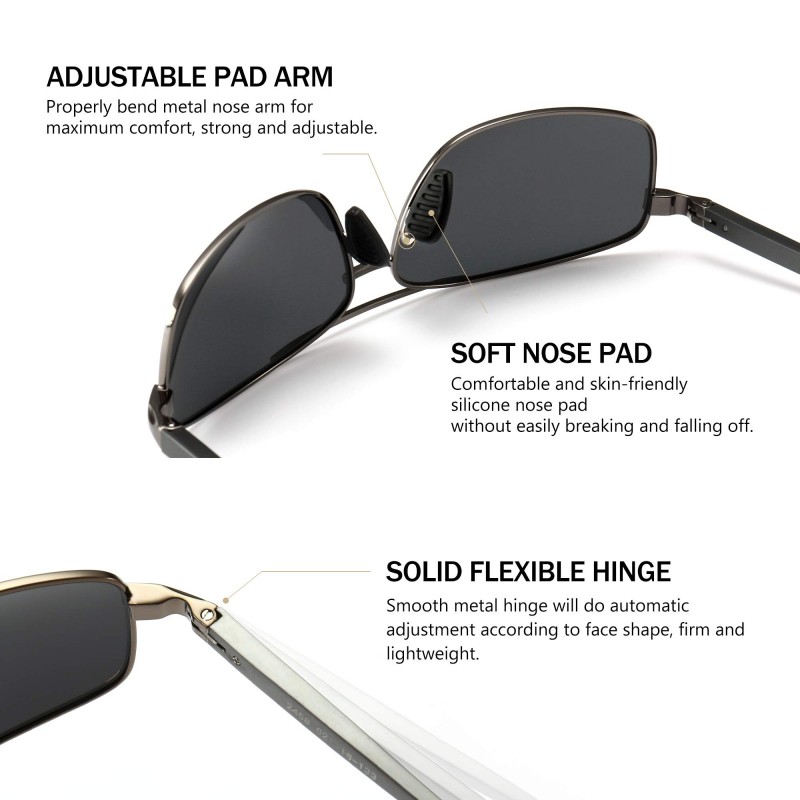 Ultra Lightweight Rectangular Polarized Sunglasses