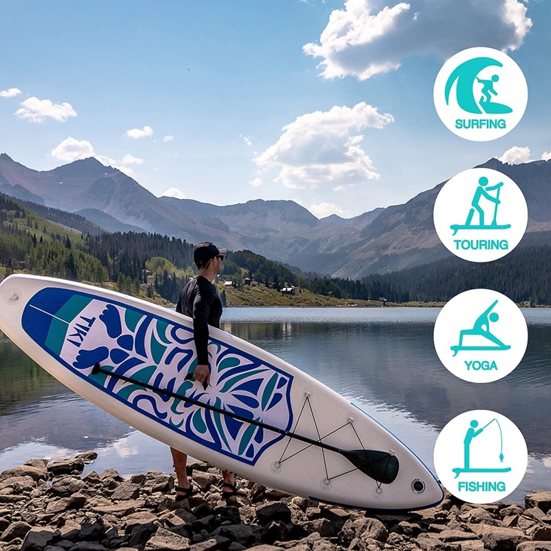 Inflatable 10'6×33"×6" Ultra-Light (17.6lbs) SUP for All Skill Levels Everything Included with Stand Up Paddle Board, Adj Paddle, Pump, ISUP Travel Backpack, Leash, Waterproof Bag