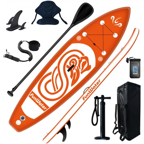 Inflatable 10'6×33"×6" Ultra-Light (17.6lbs) SUP for All Skill Levels Everything Included with Stand Up Paddle Board, Adj Paddle, Pump, ISUP Travel Backpack, Leash, Waterproof Bag