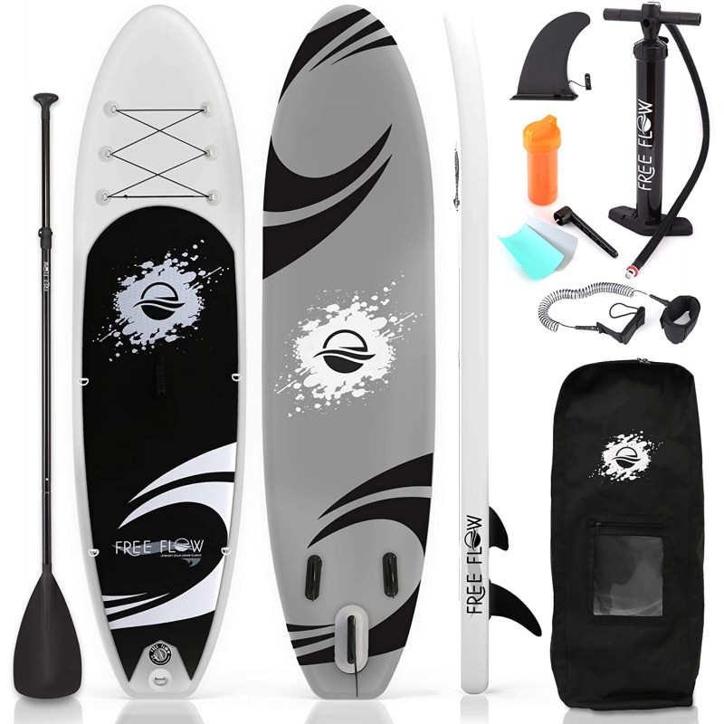 Inflatable Stand Up Paddle Board (6 Inches Thick) with Premium SUP Accessories & Carry Bag | Wide Stance, Bottom Fin for Paddling, Surf Control, Non-Slip Deck | Youth & Adult Standing Boat