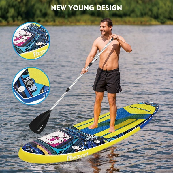 Premium Inflatable Stand Up Paddle Board (6 inches Thick) with SUP Accessories & Carry Bag | Wide Stance, Surf Control, Non-Slip Deck, Leash, Paddle and Pump, Standing Boat for Youth & Adult