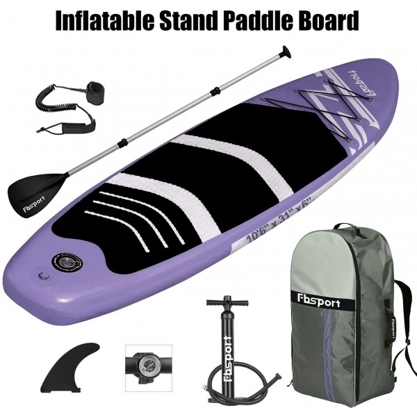 Premium Inflatable Stand Up Paddle Board (6 inches Thick) with SUP Accessories & Carry Bag | Wide Stance, Surf Control, Non-Slip Deck, Leash, Paddle and Pump, Standing Boat for Youth & Adult