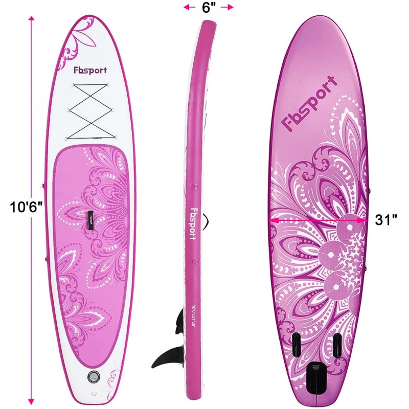 Premium Inflatable Stand Up Paddle Board (6 inches Thick) with SUP Accessories & Carry Bag | Wide Stance, Surf Control, Non-Slip Deck, Leash, Paddle and Pump, Standing Boat for Youth & Adult