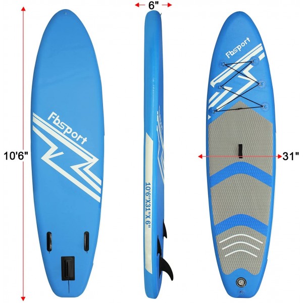 Premium Inflatable Stand Up Paddle Board (6 inches Thick) with SUP Accessories & Carry Bag | Wide Stance, Surf Control, Non-Slip Deck, Leash, Paddle and Pump, Standing Boat for Youth & Adult