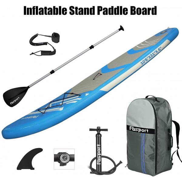 Premium Inflatable Stand Up Paddle Board (6 inches Thick) with SUP Accessories & Carry Bag | Wide Stance, Surf Control, Non-Slip Deck, Leash, Paddle and Pump, Standing Boat for Youth & Adult