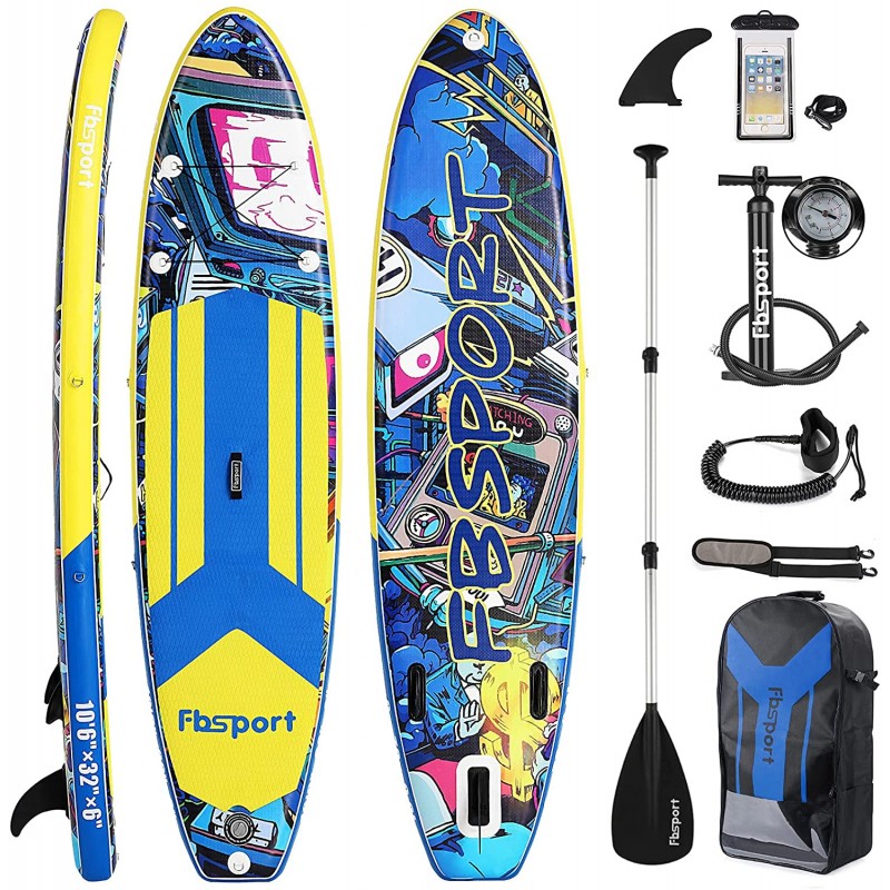 Premium Inflatable Stand Up Paddle Board (6 inches Thick) with SUP Accessories & Carry Bag | Wide Stance, Surf Control, Non-Slip Deck, Leash, Paddle and Pump, Standing Boat for Youth & Adult