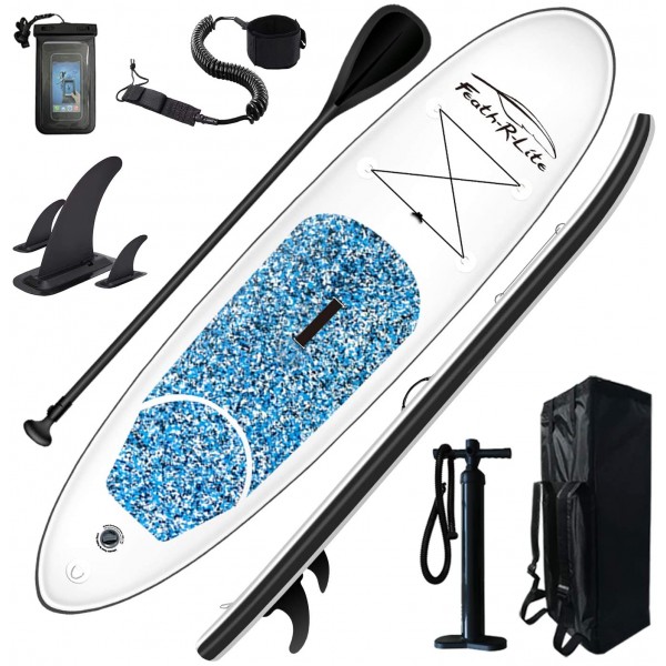 Inflatable Stand Up Paddle Board 10'x30''x6'' Ultra-Light (16.7lbs) SUP with Paddleboard Accessories,Three Fins,Adjustable Paddle, Pump,Backpack, Leash, Waterproof Phone Bag