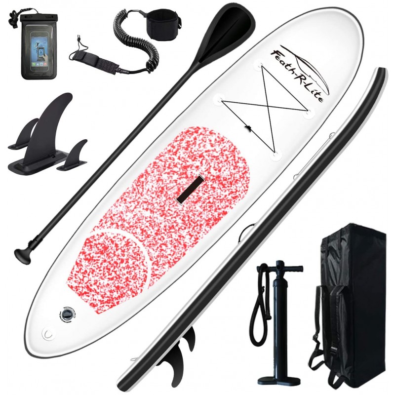 Inflatable Stand Up Paddle Board 10'x30''x6'' Ultra-Light (16.7lbs) SUP with Paddleboard Accessories,Three Fins,Adjustable Paddle, Pump,Backpack, Leash, Waterproof Phone Bag