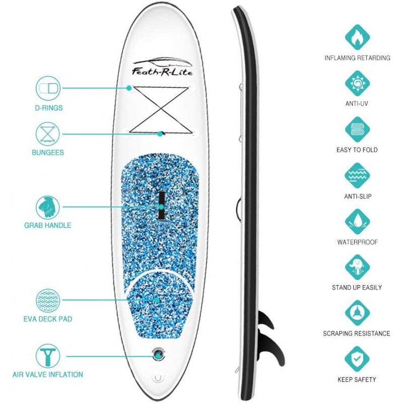 Inflatable Stand Up Paddle Board 10'x30''x6'' Ultra-Light (16.7lbs) SUP with Paddleboard Accessories,Three Fins,Adjustable Paddle, Pump,Backpack, Leash, Waterproof Phone Bag