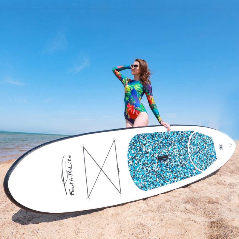 Inflatable Stand Up Paddle Board 10'x30''x6'' Ultra-Light (16.7lbs) SUP with Paddleboard Accessories,Three Fins,Adjustable Paddle, Pump,Backpack, Leash, Waterproof Phone Bag