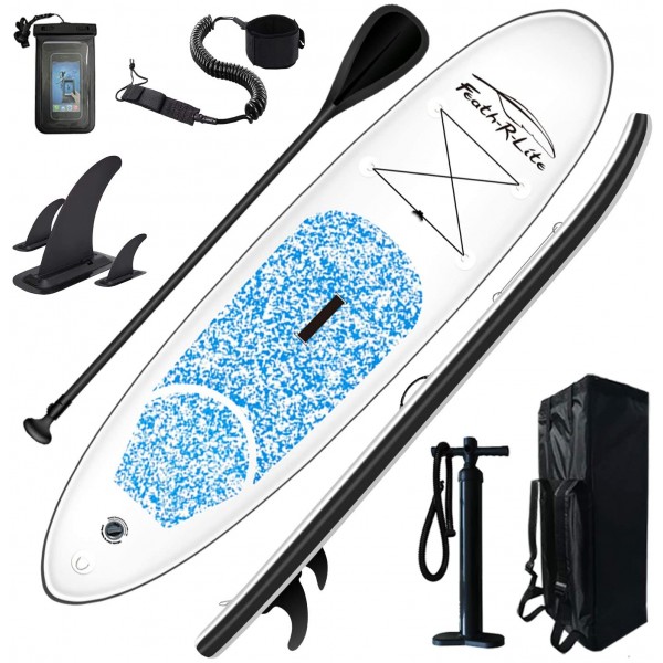 Inflatable Stand Up Paddle Board 10'x30''x6'' Ultra-Light (16.7lbs) SUP with Paddleboard Accessories,Three Fins,Adjustable Paddle, Pump,Backpack, Leash, Waterproof Phone Bag