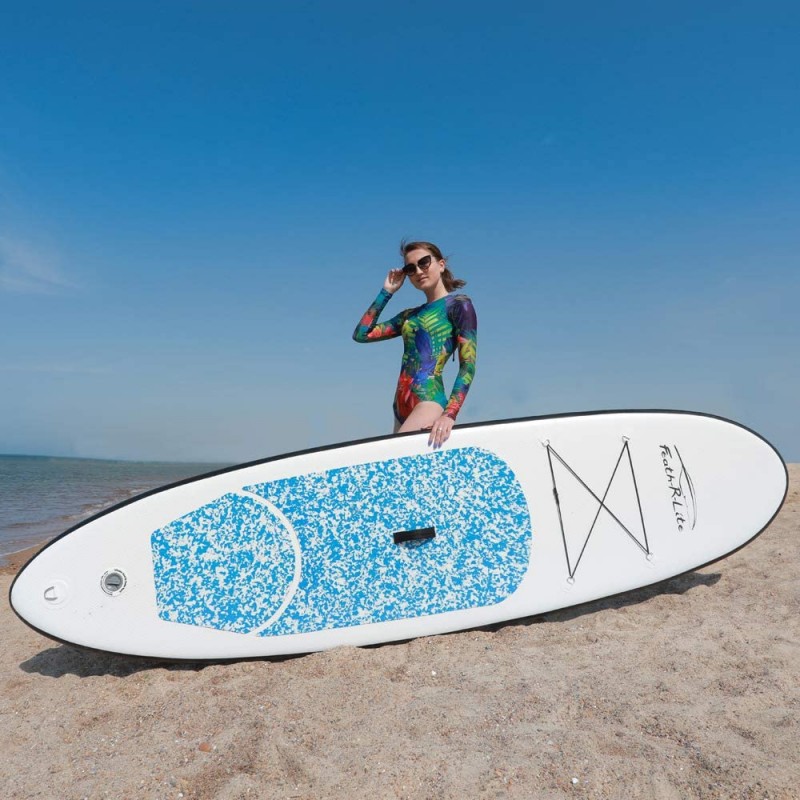 Inflatable Stand Up Paddle Board 10'x30''x6'' Ultra-Light (16.7lbs) SUP with Paddleboard Accessories,Three Fins,Adjustable Paddle, Pump,Backpack, Leash, Waterproof Phone Bag