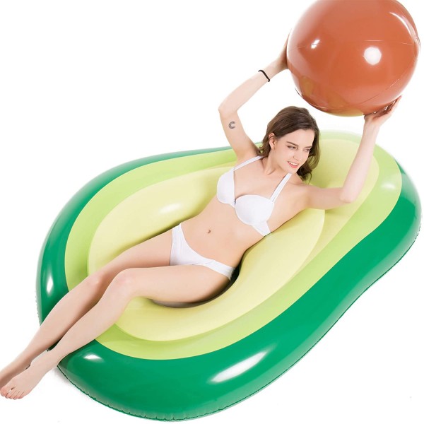 Inflatable Avocado Pool Float Floatie with Ball