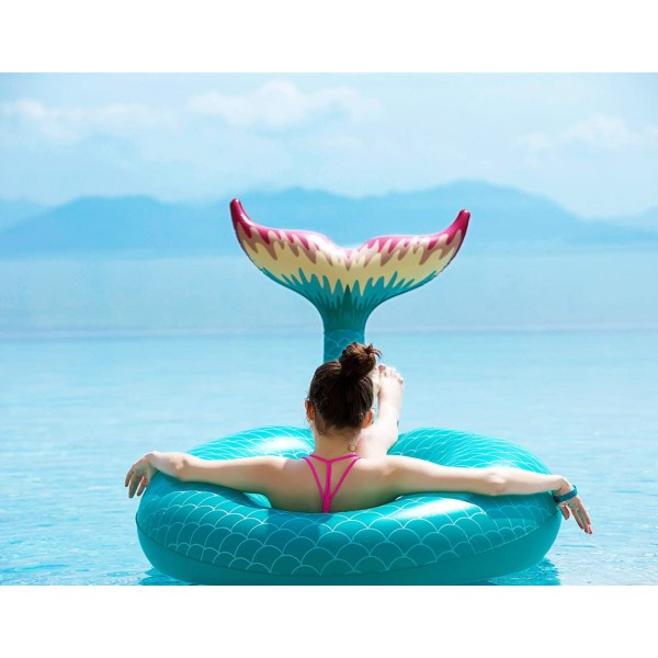 Giant Inflatable Mermaid Tail Pool Float, Pool Tube with Fast Valves, for Adults & Kids