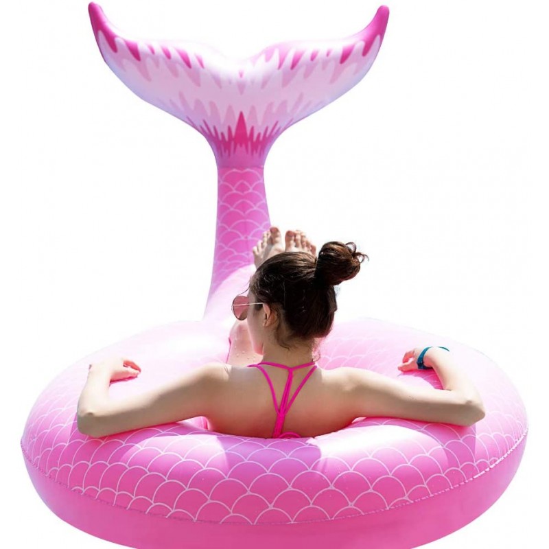 Giant Inflatable Mermaid Tail Pool Float, Pool Tube with Fast Valves, for Adults & Kids