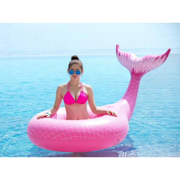 Giant Inflatable Mermaid Tail Pool Float, Pool Tube with Fast Valves, for Adults & Kids