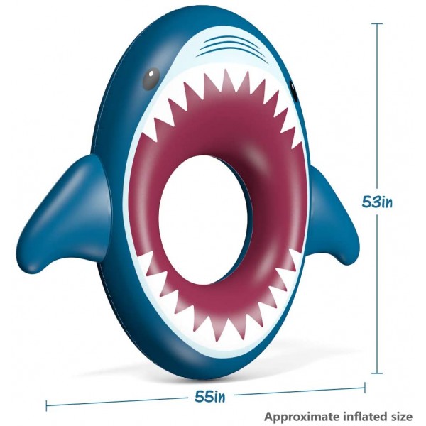 Inflatable Shark Pool Float, Water Fun Summer Beach Swimming Pool Tube, for Kids Adults