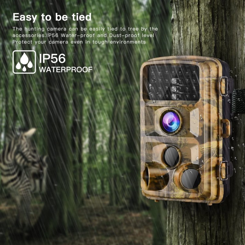 Waterproof 16MP 1080P Game Hunting Scouting Cam with 3 Infrared Sensors for Wildlife Monitoring 